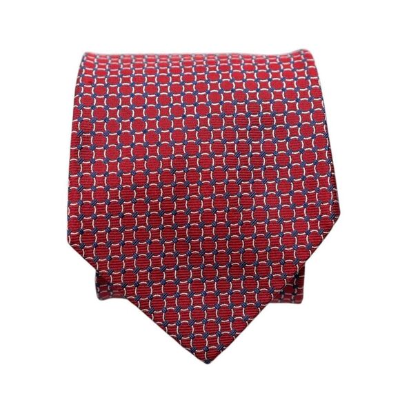 Brooks Brothers Tie 100% Silk Red Blue Geometric Vintage Designer Mens Necktie - Picture 1 of 5